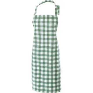 REDBEST Koch-Schürze, Küchenschürze karo, 100% Baumwolle grün Größe 75x90 cm - verstellbare Halsschlaufe, große aufgesetzte Tasche, robustes Gewebe