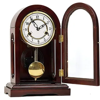 Klassische Kaminuhr aus Holz mit Pendel und Glockenspiel, mechanische Tischuhr für Kaminsims, Wohnzimmer oder Büro Dekor