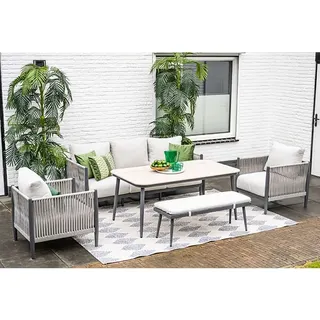 GMD Living Lounge Dining Gartenmöbel Sitzgruppe DIAMO mit Sportbank, Esstisch mit Vironwood | Gr.: onesize