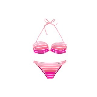 VENICE BEACH Bandeau-Bikini Damen pink-gestreift Gr.32 Cup A/B