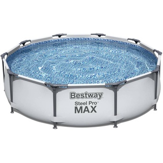 Steel Pro MAXTM Frame Pool Set mit Filterpumpe Ø 305 x 76 cm, lichtgrau, rund