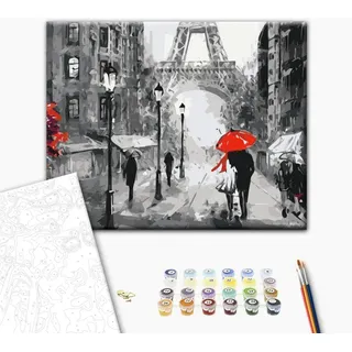 murando - Malen nach Zahlen romantisches Paris 50x40 cm Malset mit Holzrahmen auf Leinwand für Erwachsene Kinder Gemälde Handgemalt Kit DIY Geschenk Dekoration n-A-0225-d-a