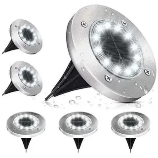 Set Mit 6 Solar-außenleuchten Mit 12 Leds, 6000 K, Kaltweiß, Ip65 Wasserdicht, Led-einbaustrahler Für Den Außenbereich, Garten, Terrasse, Rasen, Hof.