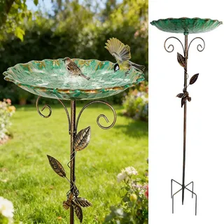 Vogeltränke Stehend, Metall Vintage Vogeltränke Winterfest, Vogelbad Garten Stehend, Wassertränke Für Vögel, Futter Vogelbad, Wildvögel Wassertränke Mit Erdspieß Für Draußen Garten Hof Rasen