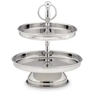 Etagere 2-stöckig, glatt poliert Gesamt-H 26,0cm, Teller-D 18,0cm & 21,0cm Edelstahl