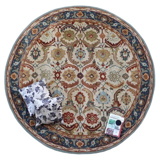Harrison Multi 180 x 180 cm, rund, traditioneller orientalischer Stil, handgefertigt, getuftet, 100 % Wolle, Teppich und Teppich