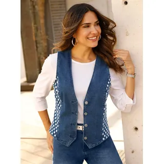 Jeansweste CLASSIC BASICS, Damen, Gr. 40, blau (blau, bleached), 81% Baumwolle, 17% Polyester, 2% Elasthan, unifarben, Westen
