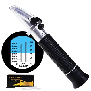 0-10% Salzgehalt Refraktometer ATC Dual Skala 1,0~1,070 Dichte / 0~100ppt Salz Meerwasser Aquarium Marine Industrie