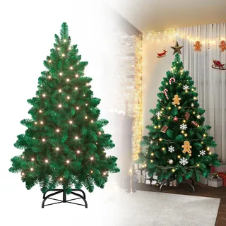 Froadp Weihnachtsbaum Künstlich mit Ständer Tannenbaum Künstlich Simulation Christbaum Künstlicher Weihnachtsbäume für die Innen- und Außendekoration (Grün PVC Tannennadeln mit LED Beleuchtung, 210cm)