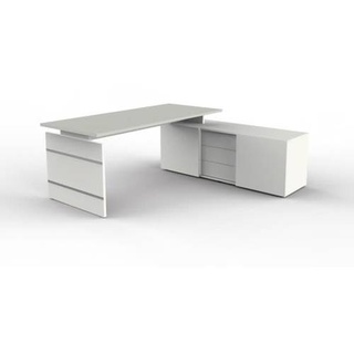 Komplettarbeitsplatz Form 4 mit Schreibtisch und Sideboard lichtgrau/weiß