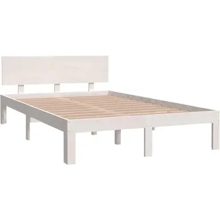 vidaXL Massivholzbett Bettgestell Bett Holzbett Doppelbett Bettrahmen Lattenrost Schlafzimmerbett Schlafzimmermöbel Weiß Kiefer 120x200cm
