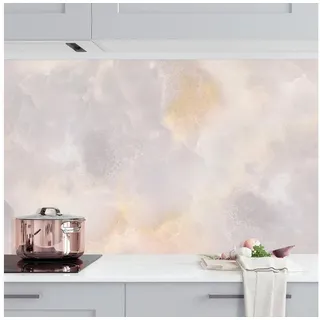 Bilderdepot24 Küchenrückwand grau dekor 3D-Optik Muster Steinoptik Onyx Marmor Grau, (1-tlg., Nischenrückwand - für Fliesenspiegel ohne Bohren - matt), Spritzschutz Rückwand Küche Herd - Folie selbstklebend versch. Größen grau 50 cm x 50 cm