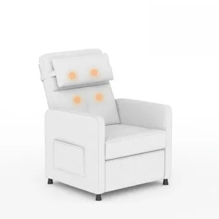 GarveeMore Elektrischer Relaxsessel Mit Massagefunktion & Heizung | 360° Drehbarer Fernsehsessel aus PU-Leder, Ergonomischer Schlafsessel mit Memory-Funktion & USB