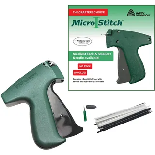 Avery Dennison MicroStitch Tagging Gun Kit - Zubehör für Quilten, Änderungen, Hijabs, Falten, Säume, Nähte, Preisgestaltung, Mode, DIY - 1 Nadel, 540 Schwarze und 540 weiße Verschlüsse.
