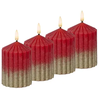 MARELIDA LED Kerzenset Liv 10 cm 7 cm rot gold