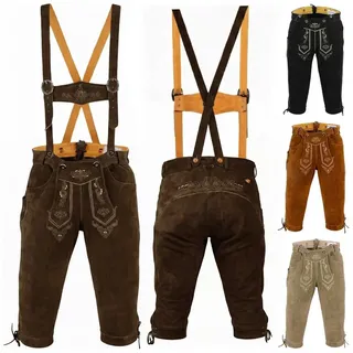 German Wear Trachtenlederhose GW822 Kniebundhose trachtenhose Trachten Lederhose mit Hosenträger braun 50/M