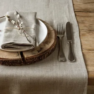 Varvara Home Leinen Tischläufer | Tischband Tischtuch | Stilvoll, Strapazierfähig, 100% Leinen, 45 x 200 cm, Natur Braun, Varvara Home 1555