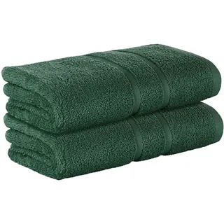 StickandShine 2er Set Premium Frottee Handtuch 50x100 cm in dunkelgrün in 500g/m2 aus 100% Baumwolle