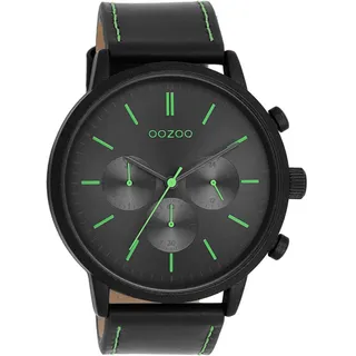 ooZoo Armbanduhr Herren C11208 schwarz XL Ø50 Sport Lederarmband Analog Quarz