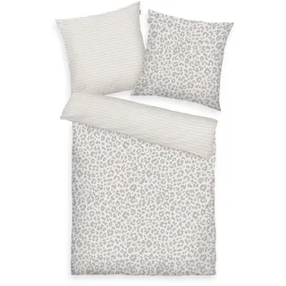 Tom Tailor LEO LOOK Leopardenmuster Grau/Weiß 135 x 200 cm + 80 x 80 cm