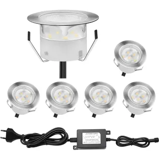 CHNXU LED Bodeneinbaustrahler 6er Set Ø45mm 1W Terrassen Einbaustrahler Aussen 12V IP67 Wasserdicht Terrassenstrahler Licht für Küche Garten Treppen Balkon Terrasse, Blau
