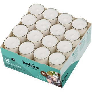 Bolsius - Teelichter Clear Cup - 288 stk. - im Karton - Brenndauer 8 Stunden - Ohne Palmöl - sauberes Abbrennen - Baumwolldocht - Value Pack
