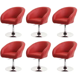 6er-Set Esszimmerstuhl MCW-F19, Küchenstuhl Drehstuhl Loungesessel, drehbar höhenverstellbar Kunstleder rot