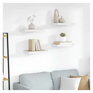furnicato Wandregal Schweberegale 50x23x3,8 cm in Eiche und Weiß, Waben-MDF & Metall, 4-tlg., Unsichtbare Wandboard-Halterung, 7 kg belastbar, 4er-Set für Zuhause braun 23 cm x 3.8 cm x 50 cm