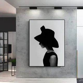 LCSLDW Leinwanddruck Porträt Poster Berühmte Audrey Hepburn Wandkunst Leinwand Gemälde Schwarz-Weiß-Wandbilder Wohnzimmer Home Decor, 40X50Cm No Frame