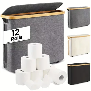 Toilettenpapier Aufbewahrungskorb , Wc-regal Zur Stehenden Aufbewahrung Im Bad Oder Gäste-wc,korb Mit Deckel Aus Bambus,aufbewahrungs Box,schwarz.