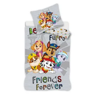 PAW PATROL Kinderbettwäsche Paw Patrol Grey Bettwäsche Set 140x200 cm Mikrofaser, 100% Polyester Bettbezug + Kissenbezug grau
