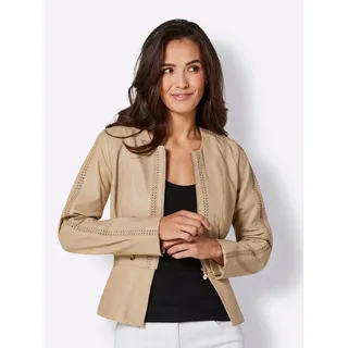 Mainpol Blusenblazer Lammnappa-Lederblazer Langarm braun 36
