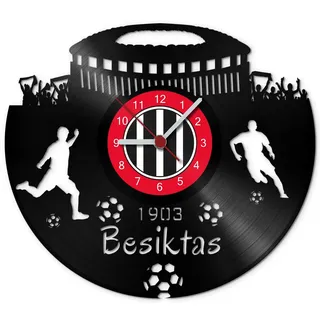 GRAVURZEILE Schallplattenuhr Besiktas - 100% Vereinsliebe - Upcycling Design Wanduhr aus Vinyl Made in Germany