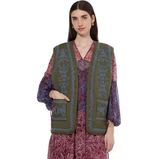 Floral Embroidered Gilet - S
