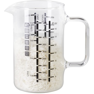 wenco Glas-Messbecher/-Messkanne, Zwei Skalen und verschiedenen Maßeinheiten, 500 ml, Glas, 555067, Transparent