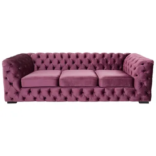 Chesterfield-Sofa HOME AFFAIRE "Kalina, B: 230cm, handgefertigt, hochwertiger Stoff und Leder", lila (aubergine), B:230cm H:67cm T:98cm, Sofas, klassische Chesterfield-Knopfheftung, sehr hochwertige Verarbeitung