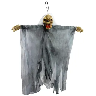 TRIXES Halloween-Dekorationen - Küchendekoration - Spukhaus - Hausparty - Hängende Skelettdekoration - Harzgeisterfigur - Leuchtende Augen - Schreiende Stimme