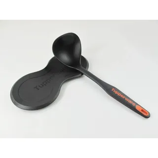 TUPPERWARE Griffbereit Schöpflöffel schwarz-orange + Kochlöffel Ablage schwarz