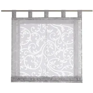 Joyswahl Raffrollo Rankenmuster des Ausbrenner, mit Schlaufen, Gardinenstange, freihängend, Voile Ausbrenner Schlaufenrollo grau 120 cm x 150 cm
