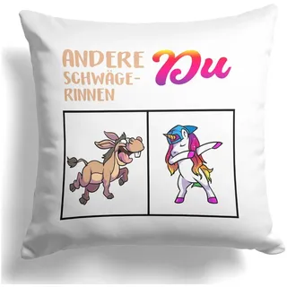 22Feels Dekokissen Schwägerin Geschenk Hochzeit Idee Geburtstag Weihnachten Frauen Deko, Deko mit Persönlichkeit weiß