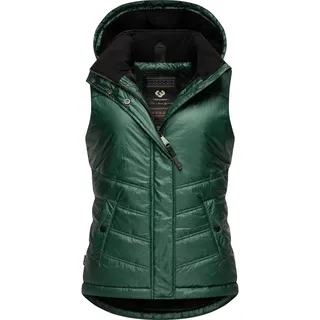 Ragwear Steppweste Hesty Bling Wasserdichte Outdoor-Weste mit abnehmbarer Kapuze grün XL (42)
