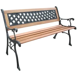 Haushalt International Parkbank Barcelona 120cm - Holzbank Garten, Gartenbank Gusseisen, Sitzbank Holz, ideal als 2er Sitzbank, Bank mit Lehne