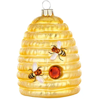 Inges Glas Christbaumschmuck Bienenstock Glas 9 cm gold