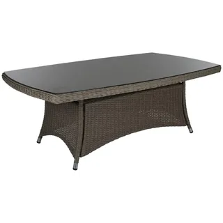 Gartencouchtisch Hornbrook 160x95 cm aus Kunst-Rattan mit Glasplatte, klassisch, natur, outdoor geeignet