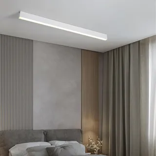 TZSMUM LED Lang Deckenleuchten Moderne Minimalistisch Linear Deckenlampen Aluminium Eisen Interieur Dekorativ Deckenbeleuchtung Rechteckige Design für Büro Wohnzimmer Küche (150cm,Weiß Weißes Licht)