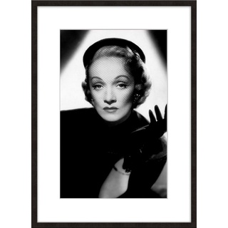 artissimo Bild mit Rahmen Bild gerahmt 51x71cm / schwarz-weiß Poster mit Rahmen Marlene Dietrich, Film-Star: Marlene Dietrich schwarz