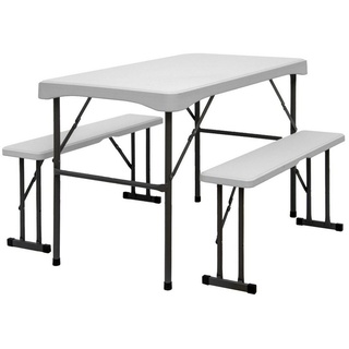 AMANKA Bierzeltgarnitur »Bierzeltgarnitur für 4 Personen Tisch Set+2 Bänke«, 112 x 61 cm Kunststoff Weiß