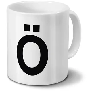 printplanet Tasse mit dem Buchstaben Ö - Motiv Letters - Trend, Modern, Kaffeebecher, Mug, Becher, Kaffeetasse - Farbe Weiß