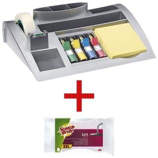 Schreibtisch-Organizer inkl. Reinigungsschwamm »Soft« silber, Post-It, 25.6x6.8x16.8 cm
