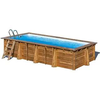 Echtholzbecken Rechteckig 520 x 320 x 133 cm Holzpool Komplettset Sandfilter